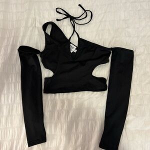 Princes Polly Black One Shoulder Crop Top